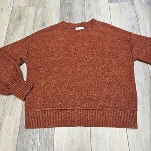 Margeaux & Ellie Crewneck Relaxed Fit Boxy Sweater Rust Brown Women's Medium